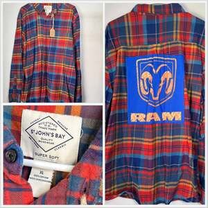 Custom thrifted upcycled machine sewn one of kind truck flannel.